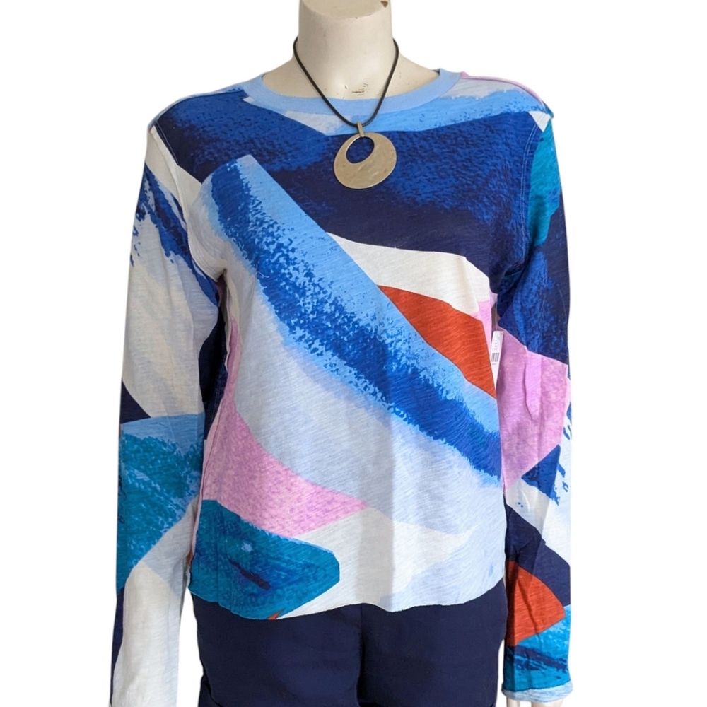 ANTHROPOLOGIE MAEVE Abstract Long Sleeve Mixed Print Shirt Small